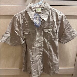 Women's Tan Button Down Shirt